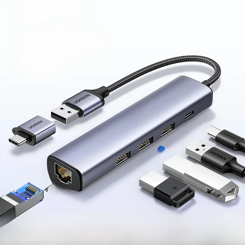 UGREEN USB Ethernet Adapter 1000/100Mbps USB3.0 HUB RJ45 Lan na laptopa Xiaomi Mi Box Macbook Windows USB-C HUB karta sieciowa — zdjęcie produktu 7