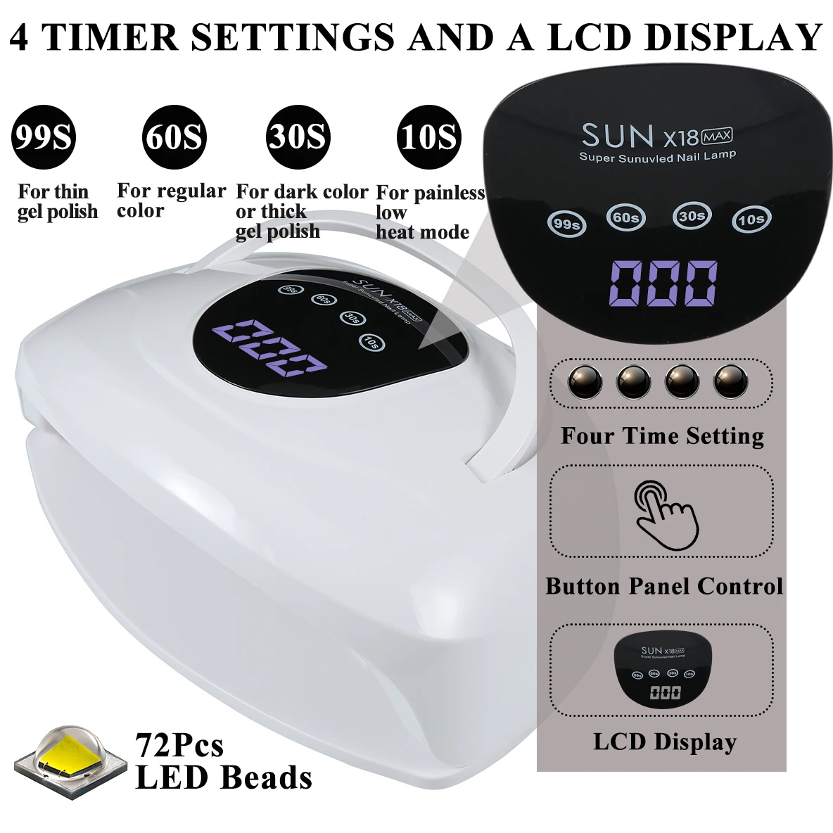SUN X18 MAX المهنية مسمار تجفيف مصباح ل مانيكير الأظافر هلام آلة تجفيف البولندية مع الاستشعار التلقائي الأشعة فوق البنفسجية LED مسمار مصباح
