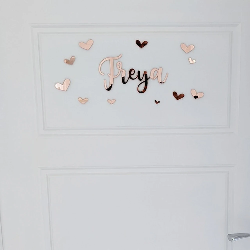 Personalised Color Acrylic Door Name Sign with Stars or Hearts Nursery or Children's Bedroom Sign Baby Name Laser Toy Box Sign