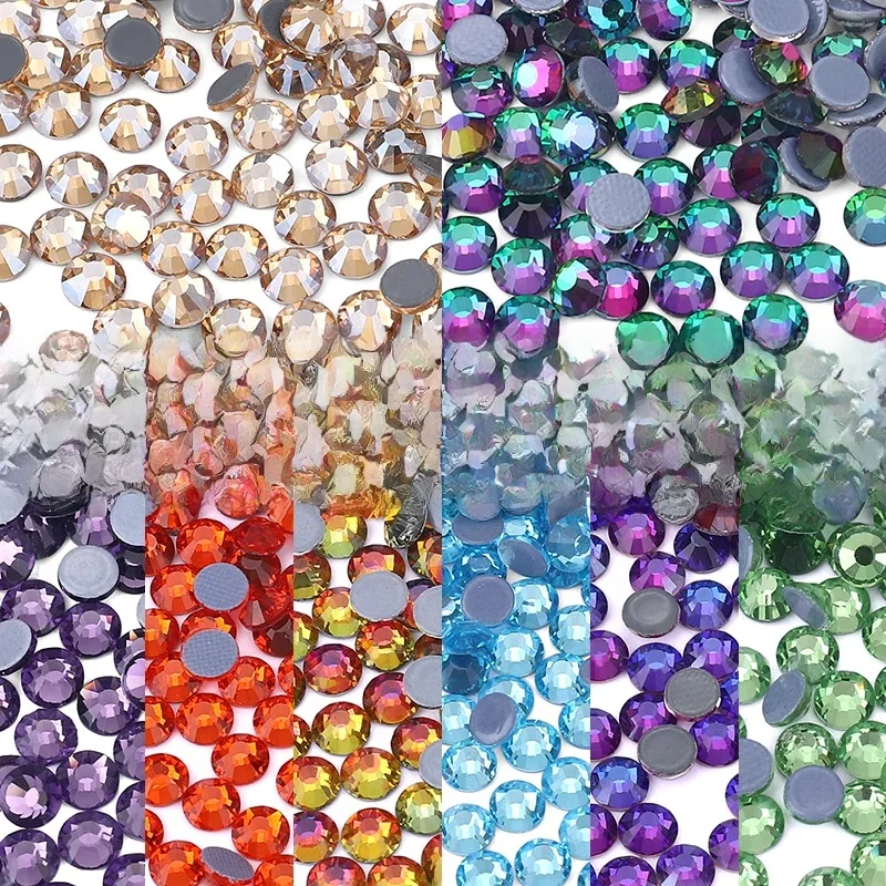Ducrystal multicolore SS6-SS30 Hot Fix Flatback strass fer sur cristal de verre pour la décoration de vêtements et robes de mariée