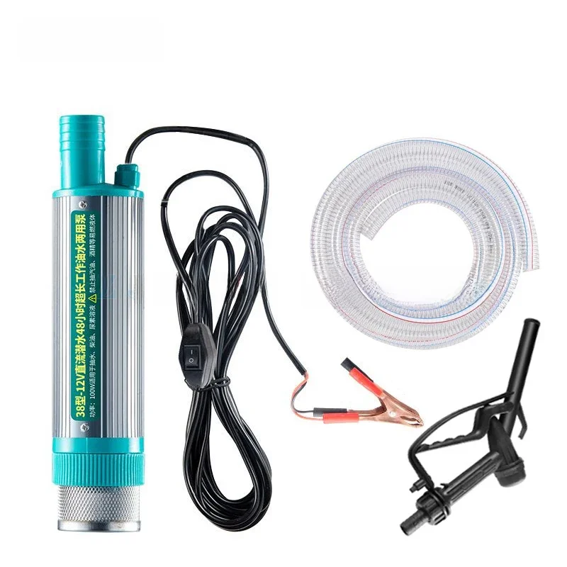 Przenośna mini elektryczna pompa samochodowa 12V 24V 38mm do pompowania oleju napędowego Pompa do przenoszenia wody Camping Wędkarstwo Pompa głębinowa 30L/min — zdjęcie 2