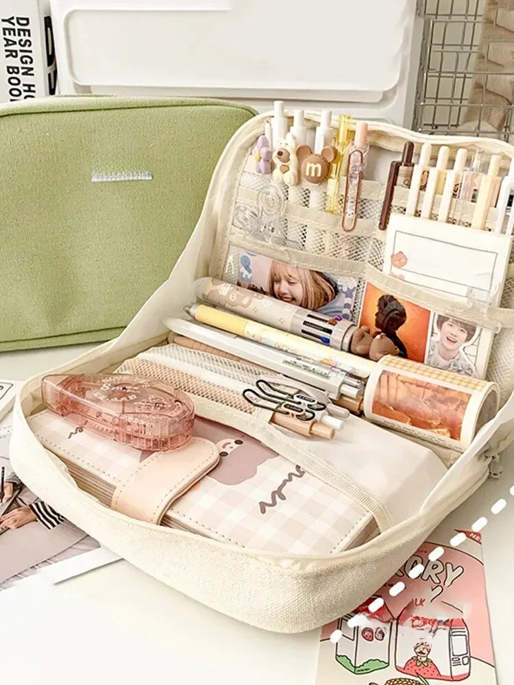 1PC papeterie sac à crayons grande capacité trousse à crayons trousse à crayons à main boîte de papeterie cosmétiques cadeaux portables approprié F