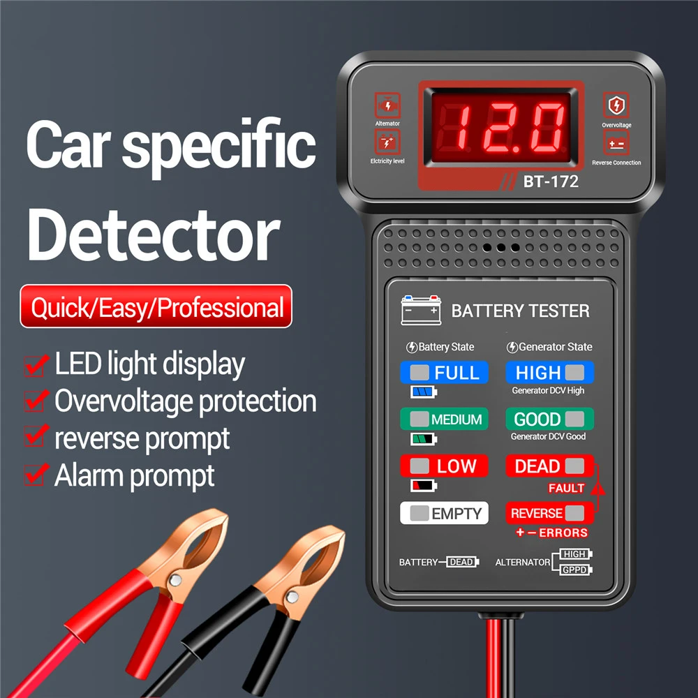 BT-171 12V Battery TesterAuto Repair Industry Detection with LED Reverse Display for Car  Battery Checker Diagnostic Tool