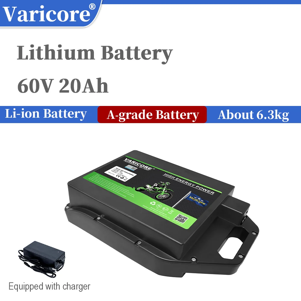 Lithium-Batterie VariCore 60V 20Ah, wasserdichtes Paket mit integriertem BMS für Citycoco Rasenmäher 500W-2400W 18650-Zellen-Rasenmäher-Stromversorgung
