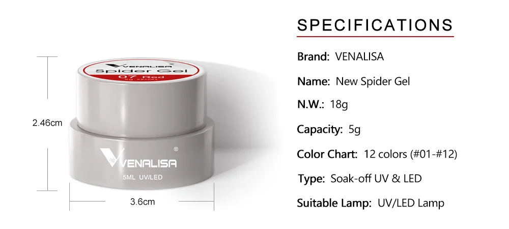 VENALISA Spider Liner Painting Gel New Formula Fast Design Roségoldfarbe Soak Off UVLED Nagelmaniküre Web Line Nagelgelpoliermittel – Detail 3