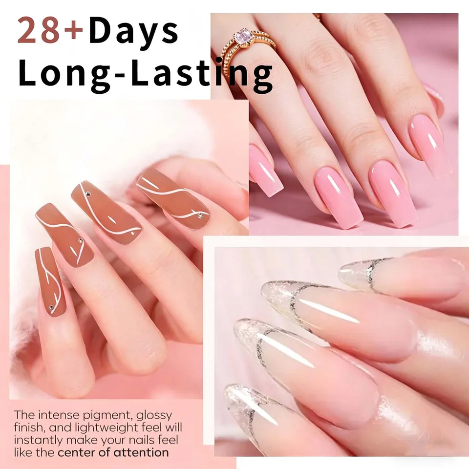 DOULINGDAI 4-Color Duolingdai Nail Extension Gel Set, Clear Pink