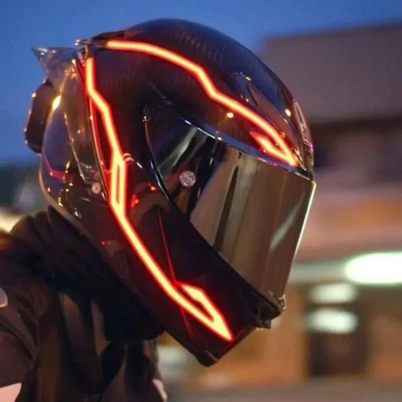 Motorrad Helm Licht 4 in 1 EL Licht 3 Modus Led Helm Licht Nacht Reiten Signal Helm Streifen Dekoration Zubehör kit
