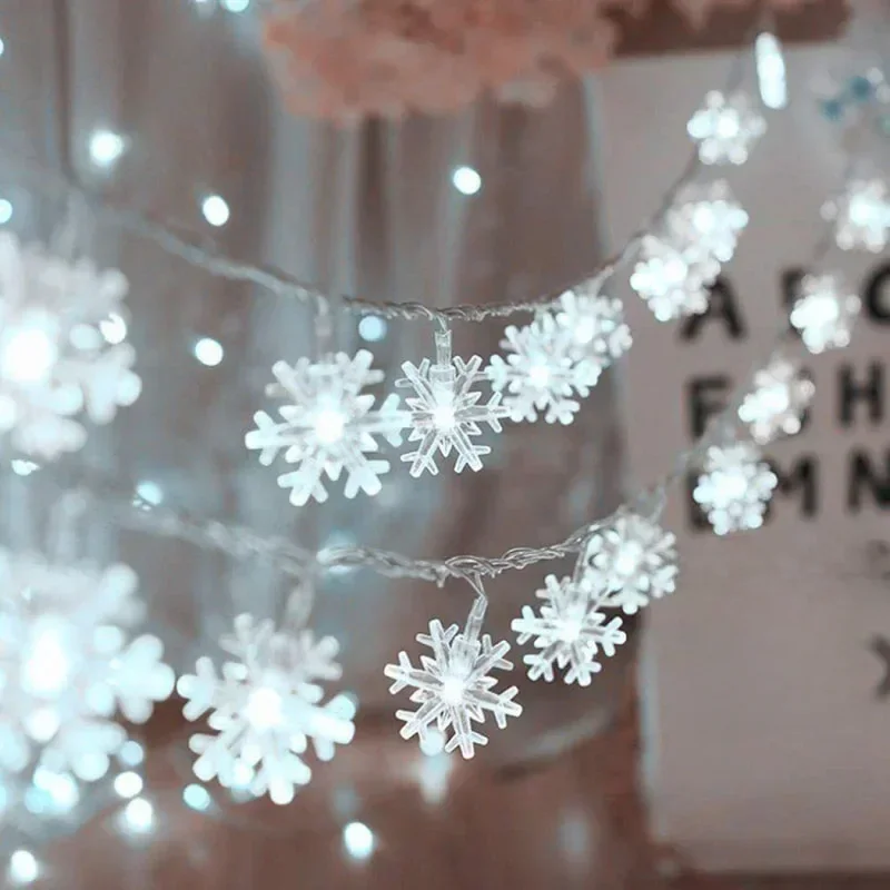 2-10M płatek śniegu łańcuchy świetlne LED lampki świąteczne Led Light girlanda na baterie nowy rok dekoracje na boże narodzenie Noel Navidad — zdjęcie 2