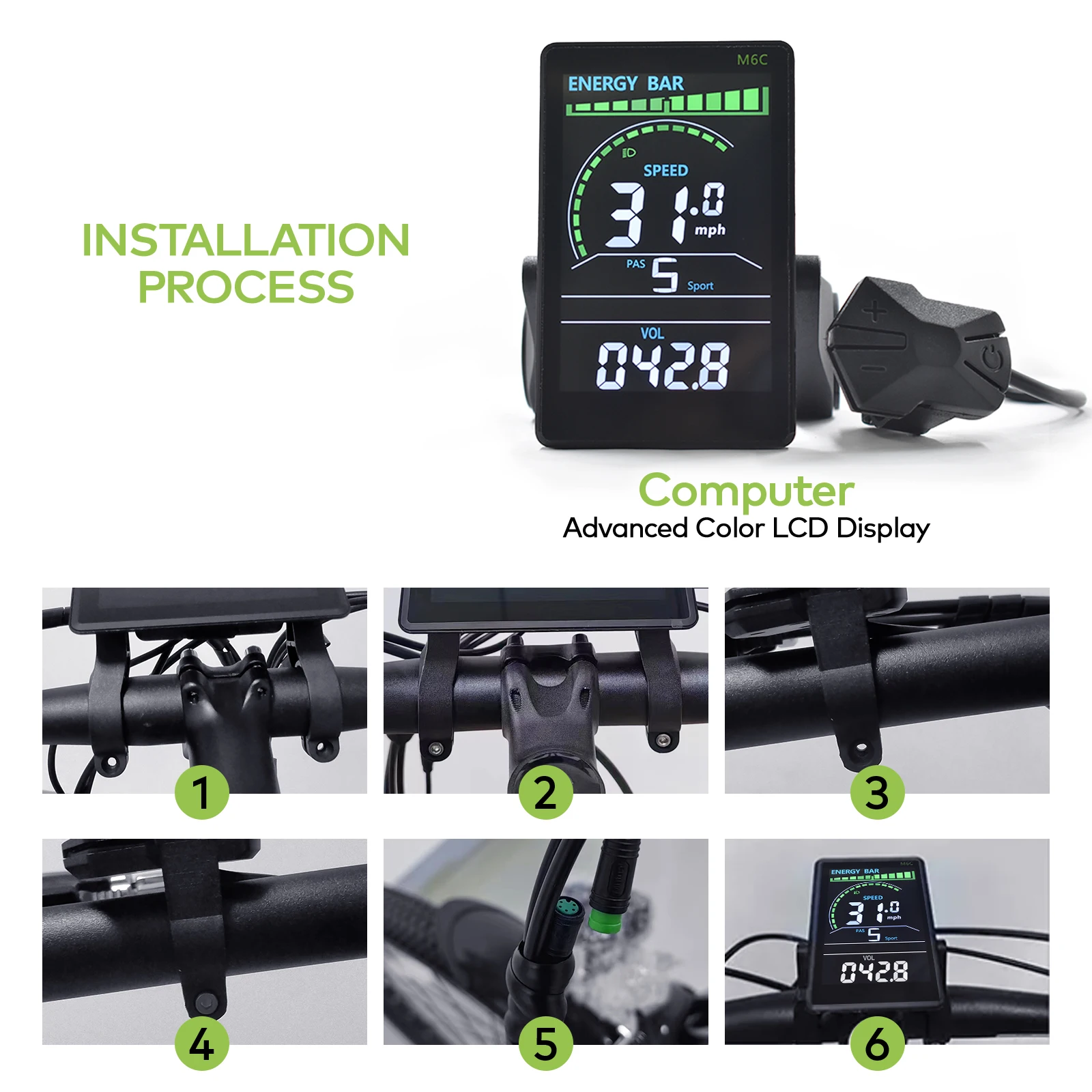 M6C دراجة الكمبيوتر الرقمية Lcd الدراجات الكمبيوتر عداد السرعة مع الخلفية Ciclocomputador الفقرة BicicletaEbike سرعة عداد المسافات