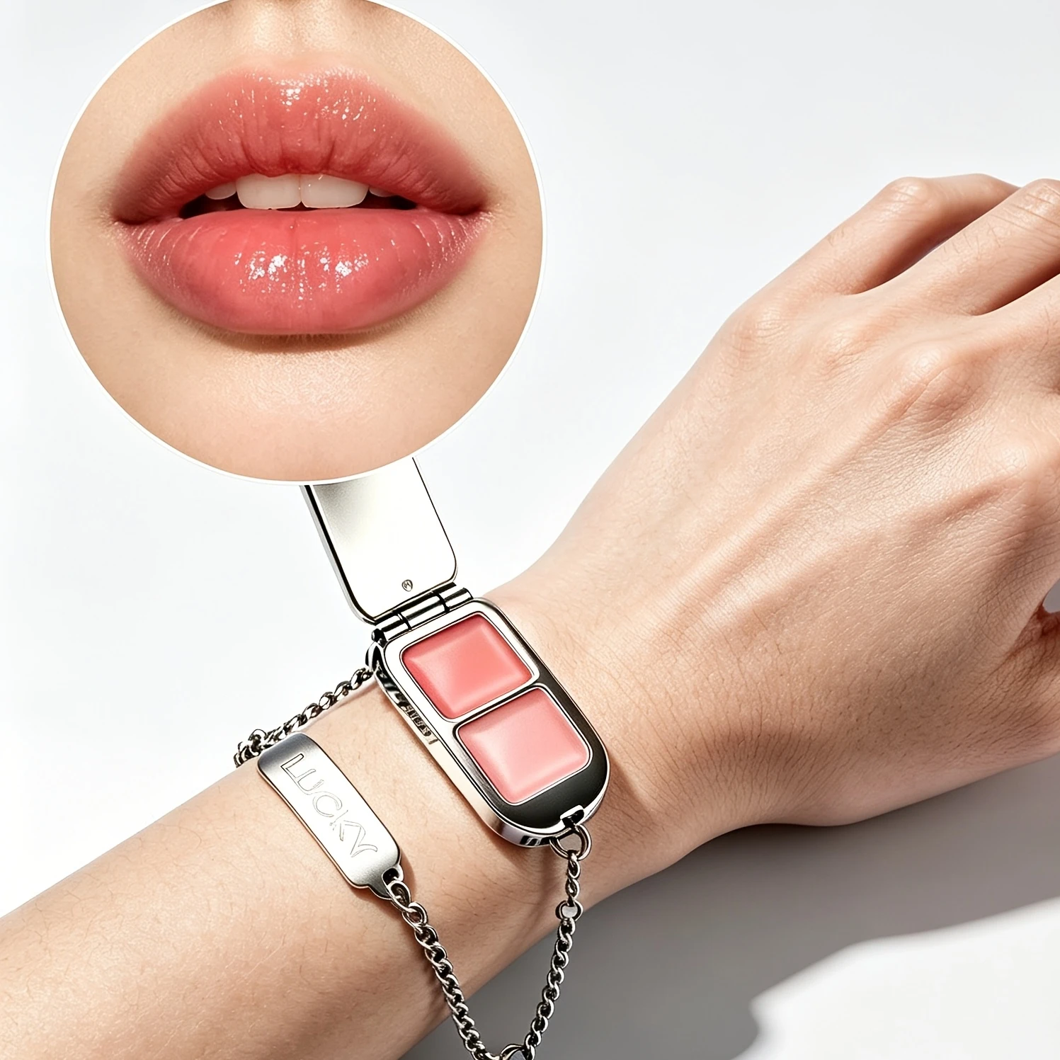 Bracelet Design Two Tone Multi Cream Makeup, Versatile Lip & Cheek & Eye Tint, Mirror-Like Glow Sheer Color Face Lip Cream