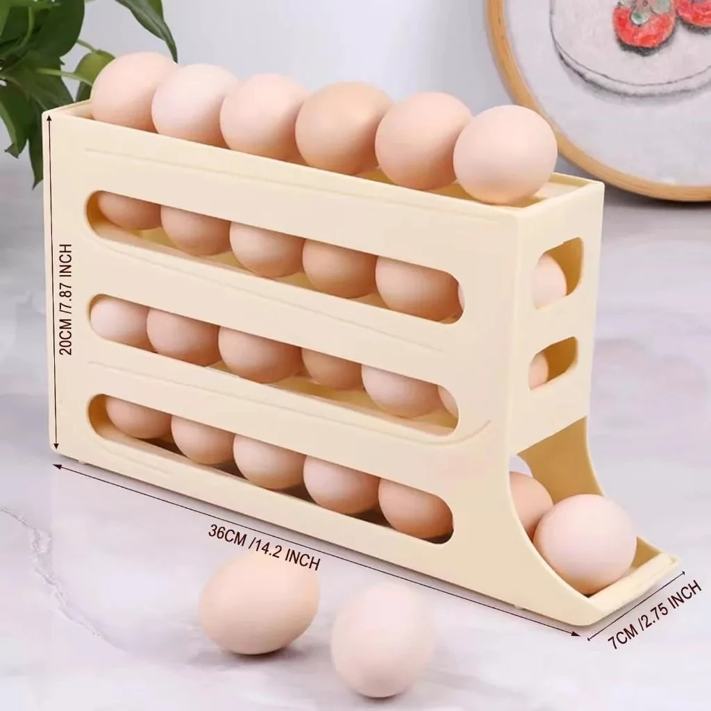 4 Floors Egg Holder Dispenser for 30 Eggs Organizer for Refrigerator