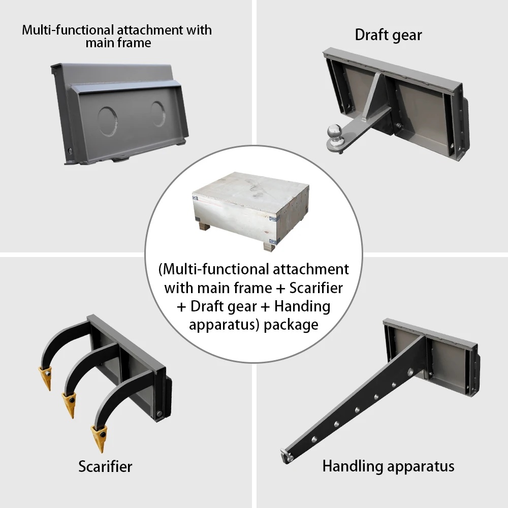 Multifunctional attachment main frame + ripper + lifting device + traction device | Suitable for mini skid steer loaders