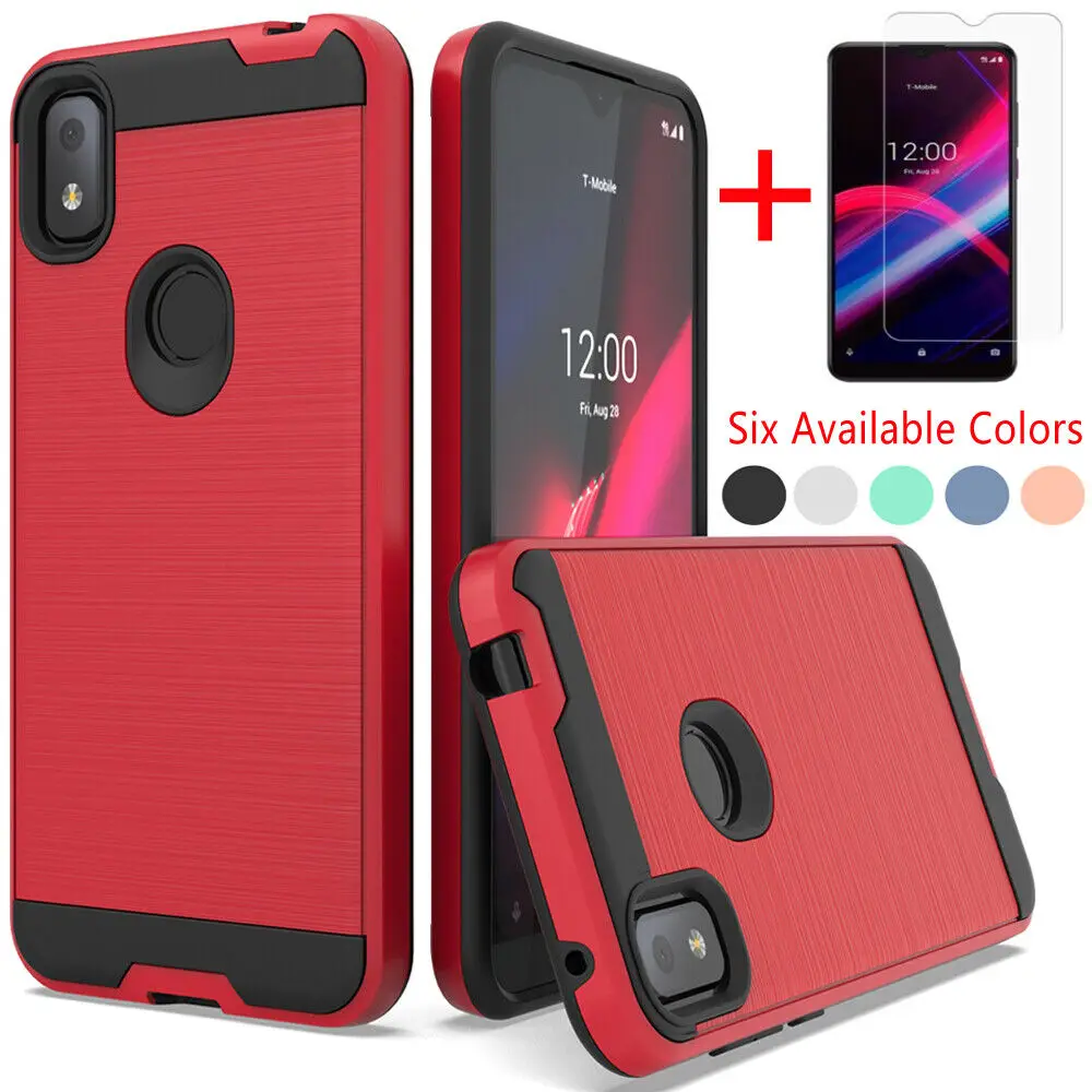 For T-Mobile REVVL 4 V+Plus/REVVL 5G Case caso matte macio silicone Shockproof Rugged Cover+Tempered Glass