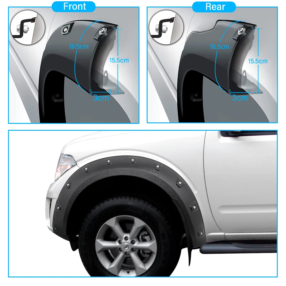 Extension de passage de roue pour Nissan Navara, version LE, garde-boue de style poche, accessoires de voiture 4x4, fusées éclairantes d'aile, 2008-2014, ensemble de 4 pièces