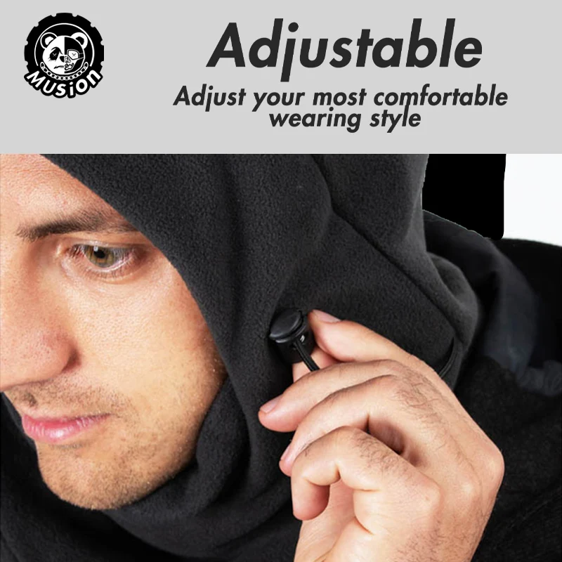 قناع شتوي من Musion بالاكلافا، غطاء رأس حراري، تصميم قابل للتعديل، مناسب لشكل الرأس، مقاوم للرياح، دافئ مناسب للتخييم وركوب الدراجات