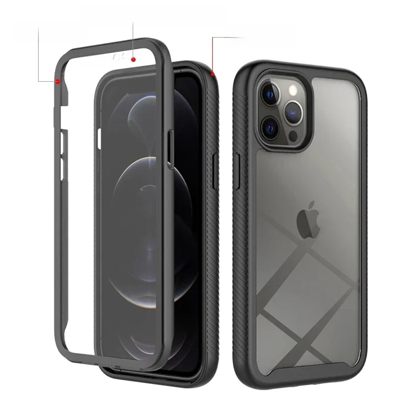 360 Pełna ochrona ekranu Przezroczyste etui na iPhone 15 12 11 13 14 16Pro Max X XSMAX XS XR SE 6 7 8 Plus Wstrząsoodporna osłona — zdjęcie produktu 7