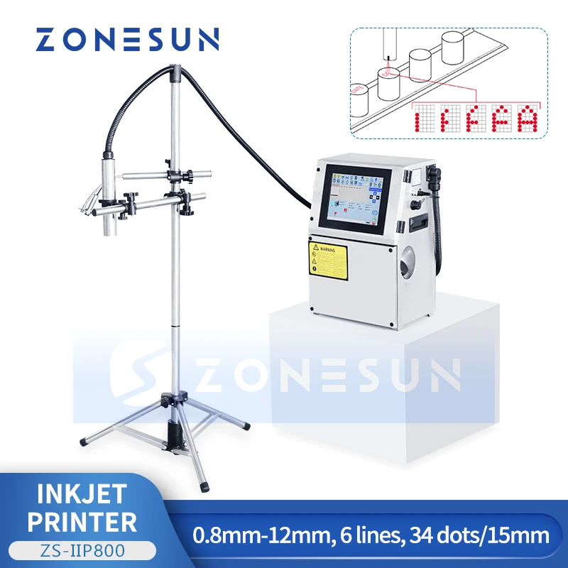 Zonesun เครื่องพิมพ์อิงค์เจ็ท cij ต่อเนื่อง ZS-IIP800เครื่องเข้ารหัสแบบอิงค์เจ็ทระบบเข้ารหัสเป็นชุด