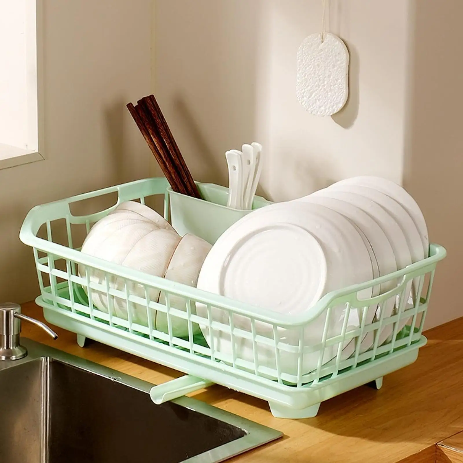 Kitchen Counter Dish Drying Rack Sink Cutlery Storage Holder Household Tableware Bowl Plate Drain Organizer for Utensils