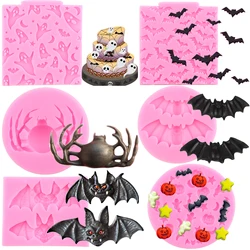 Halloween Bat Silicone Molds Spider Fondant Mold Ghost Pumpkin Cake Decorating Tools Cupcake Candy Clay Chocolate Gumpaste Mould