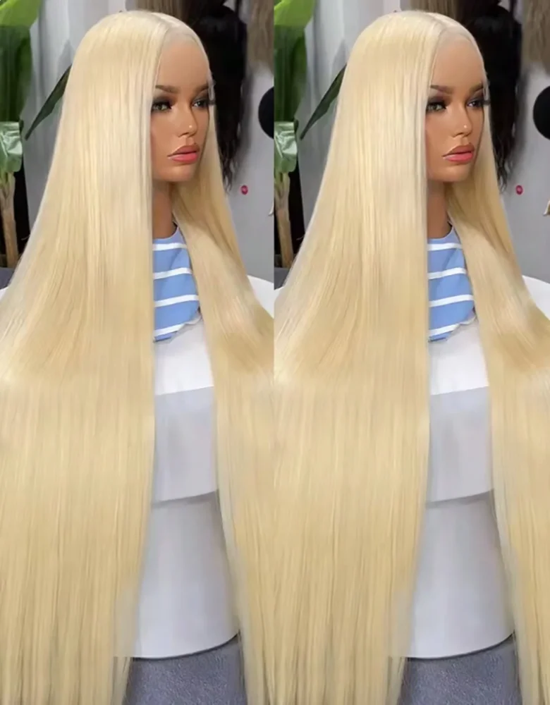 

34-дюймовый 613 Блондинка Прямой 13x4 13x6 HD Прозрачный парик из натуральных волос на кружеве Бразильский парик на фронтальной части шнурка Предварительно выщипанный 613