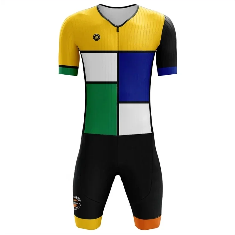 AliExpress NONE MEN'S Performance Triathlon Trisuit World Championship Short Sleeve Colorful Skinsuit RIGHTTRACK Swimming Cycling Running Appare
