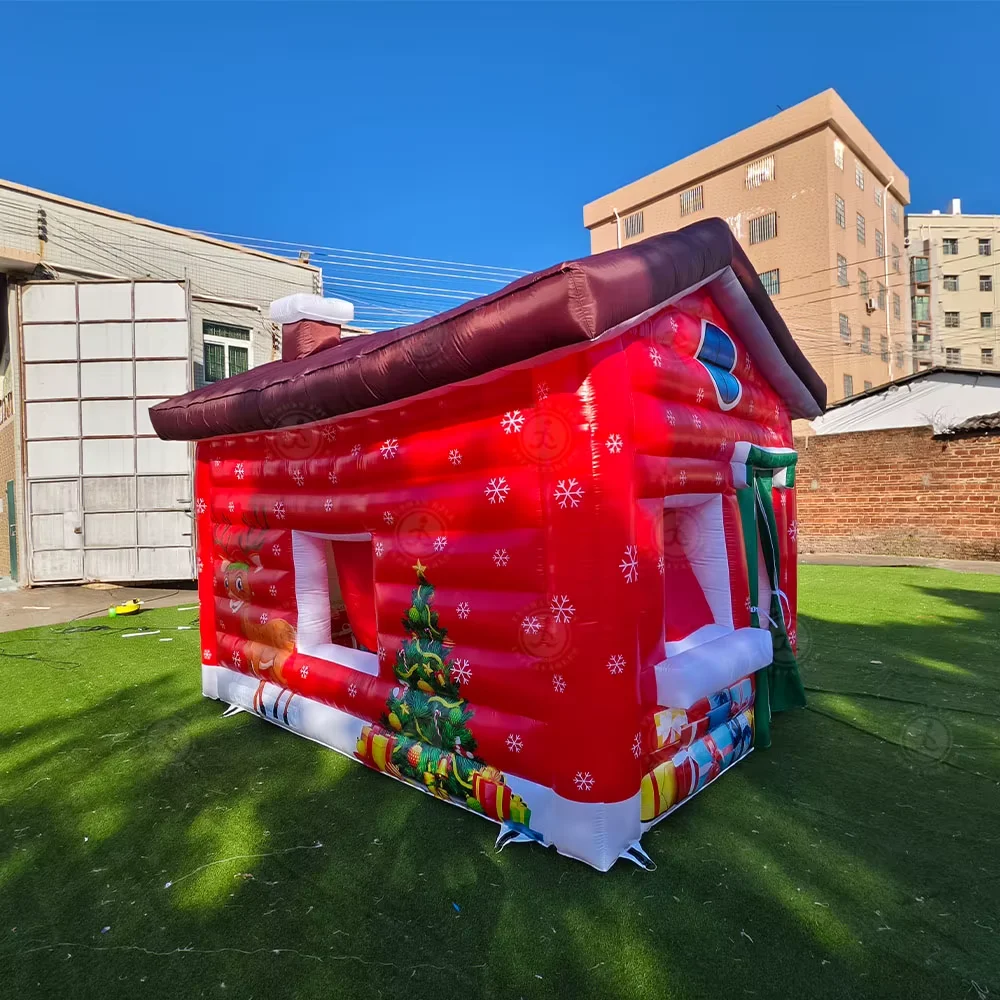 บ้านซานต้าเป่าลมขนาด 10 ฟุต/3 เมตร สำหรับตกแต่งวันหยุด/บ้านพักเป่าลมสำหรับคริสต์มาส/เต็นท์เป่าลมสำหรับคริสต์มาสสำหรับตกแต่งวันหยุด
