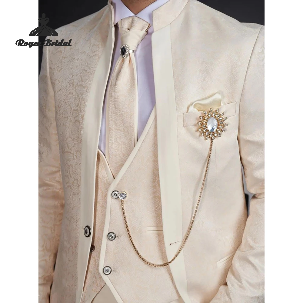 Paisley Three Piece Single Breasted Men's Wedding Suit 2026 Jacquard Floral Formal Evening Prom Suit costume homme mariage