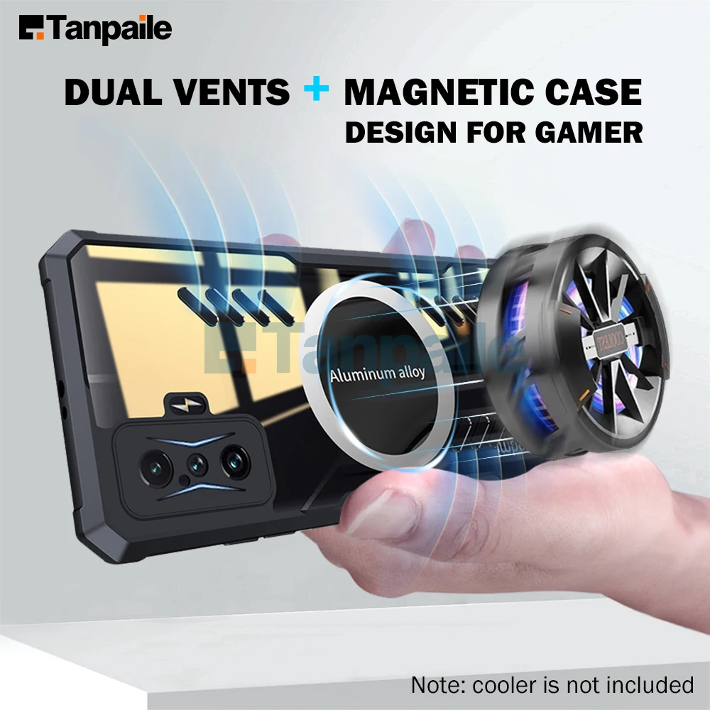 

Tanpaile Cooling Magnetic Case For Xiaomi Redmi K50 Gaming POCO F4 GT F3 K40 K40S Shockproof Hard Bumper Heat Dissipation Cover