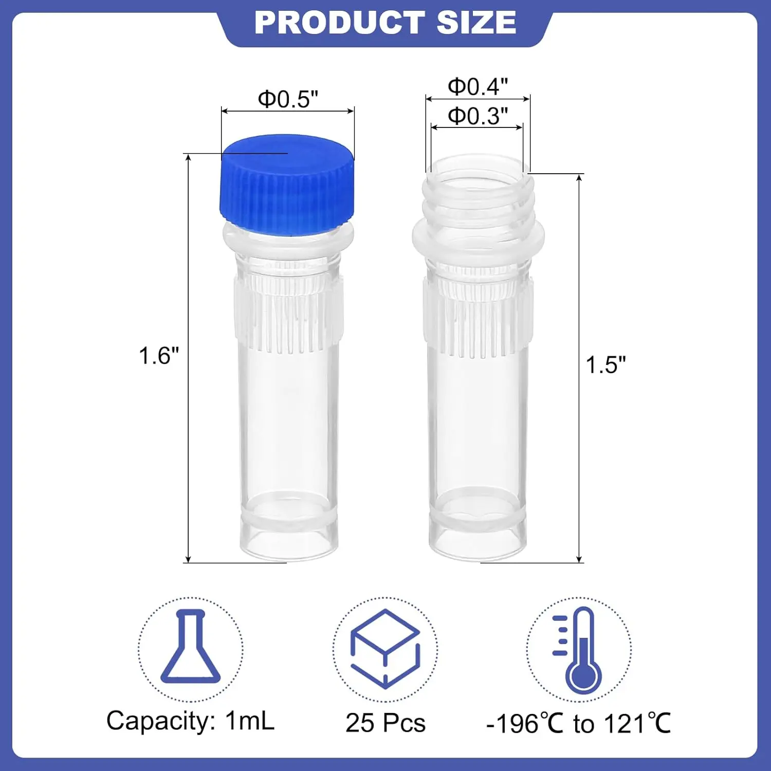 Lab Frozens Storage Tube test tube 10ml/5ml/2ml/1ml Plastic Freezer Tube Cryovial With Silicone Gasket Vial 50pcs/100Pcs