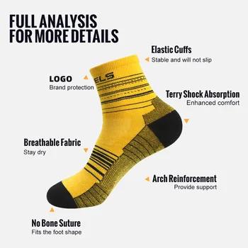 WRELS 1/3Pairs Merino Wool Running Socks Compression Support Thick Cushion Wool Socks For Running Hiking Moisture Wicking Socks 6