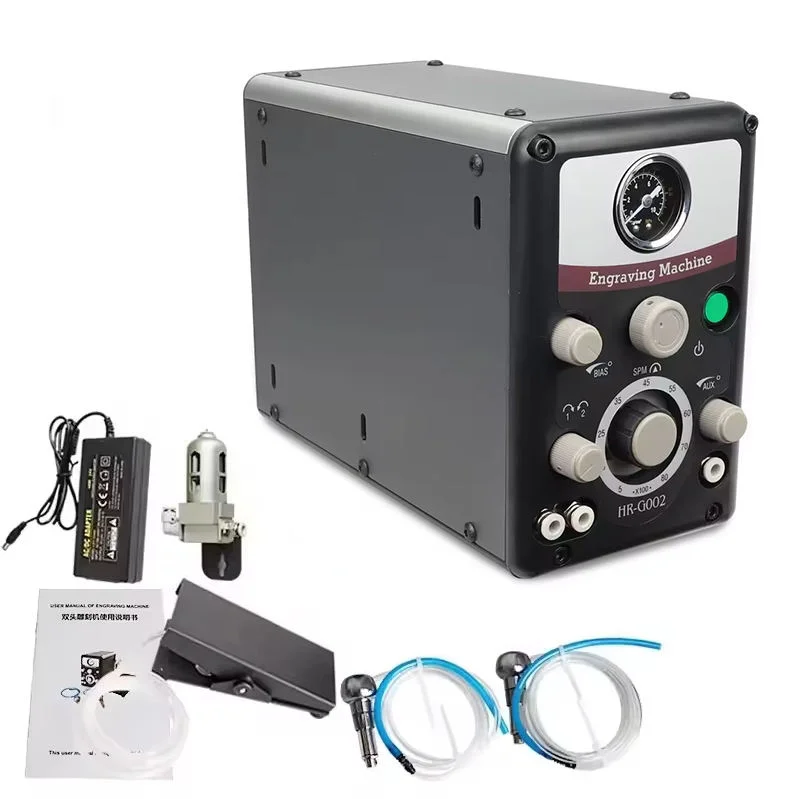 

Pneumatic Hand Jewelry Engraver 220/110v 60hz Engraving Machines 400-8000 Rpm Pneumatic Graver Handpiece Double Head for Jewelry