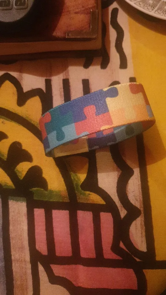 Autismo consciência quebra-cabeça masculino feminino estiramento pulseira colorida banda larga pulseiras braçadeira acessórios de moda presentes photo review