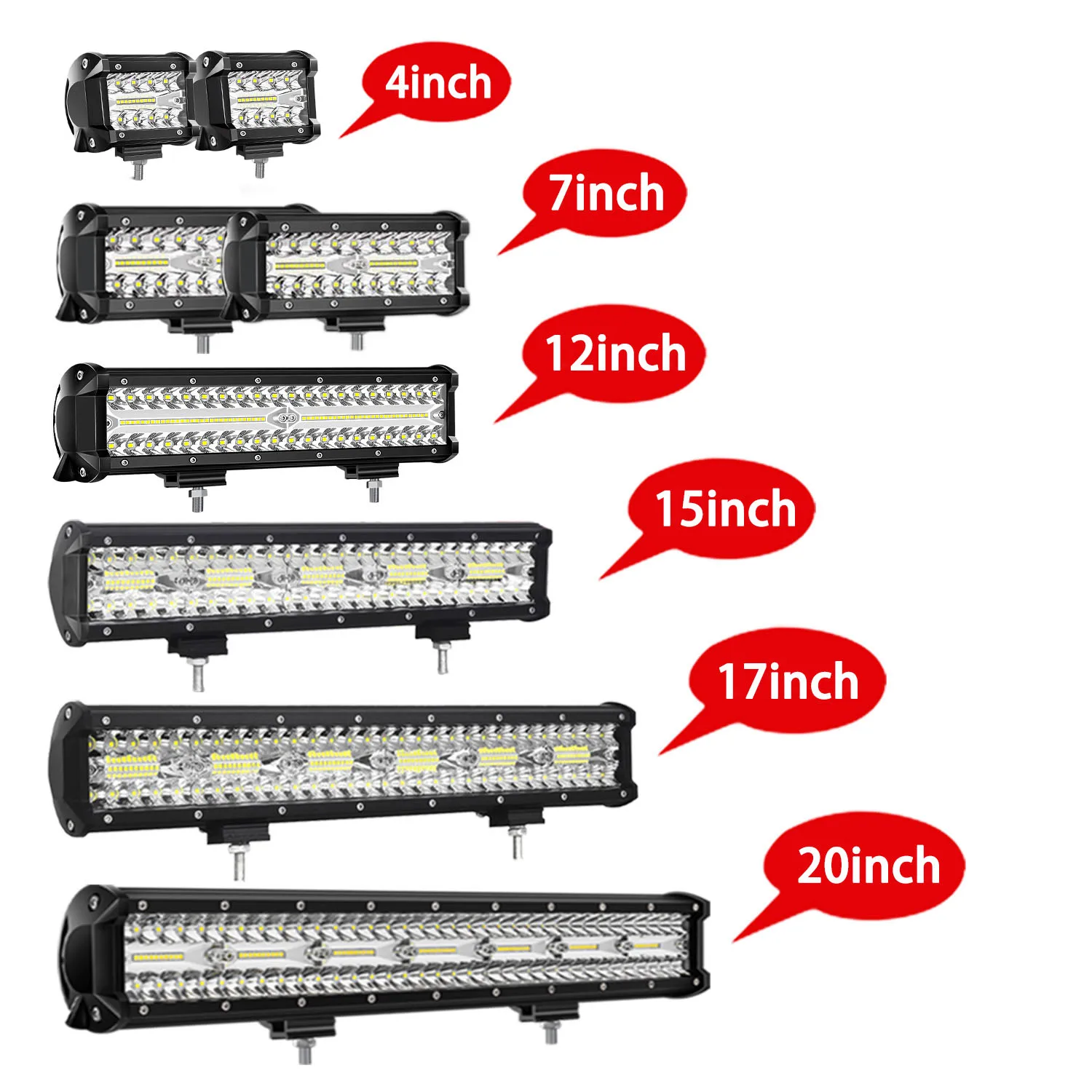 

Light Bar 4/7/12/15/17/20Inch Flood Spot Combo Triple Row Driving Lamp Roof Bumper Off Road for Van Camper Wagon Car Pickup