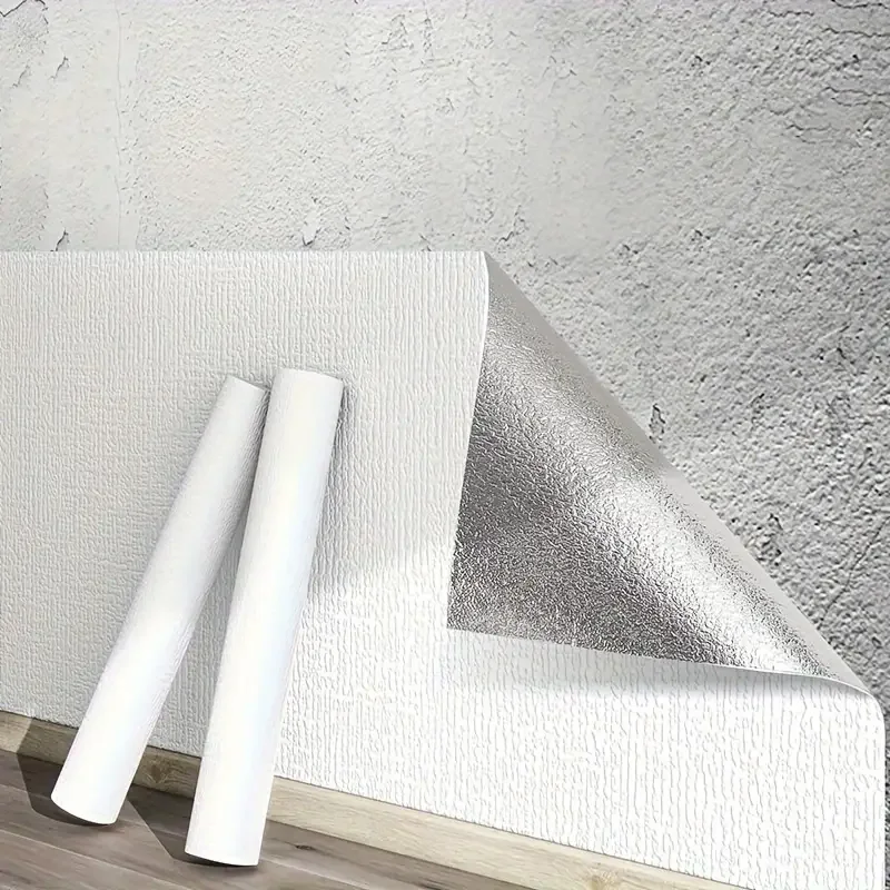 50 cm Leinen 3D-Schaum selbstklebender Wandaufkleber PVC einfarbig verdickte wasserdichte Hintergrundwand Renovierung Tapete