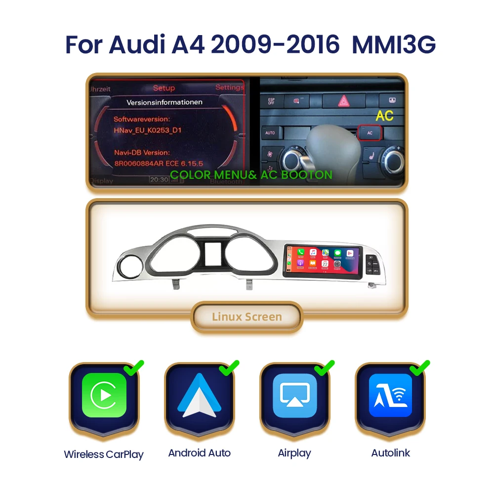 BONROAD Draadloze CarPlay en Android auto Touch Screen Autoradio Voor Audi A6 C6 4F 2005-2015 GPS navigatie Multimedia Speler