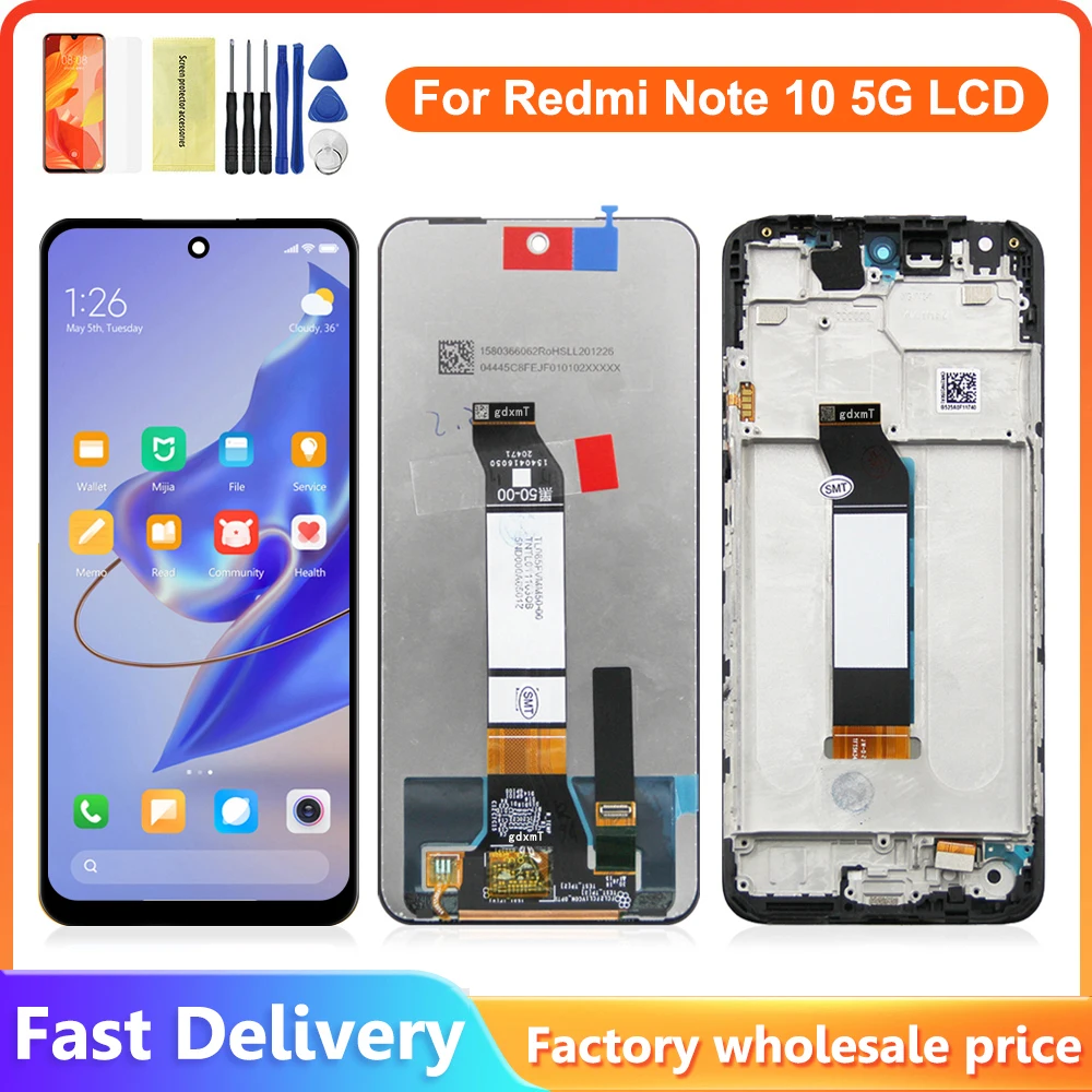 For Xiaomi Redmi Note 10 5G LCD Display Touch Screen Digitizer Assembly M2103K19G For Xiaomi POCO M3 Pro 5G Screen With Frame