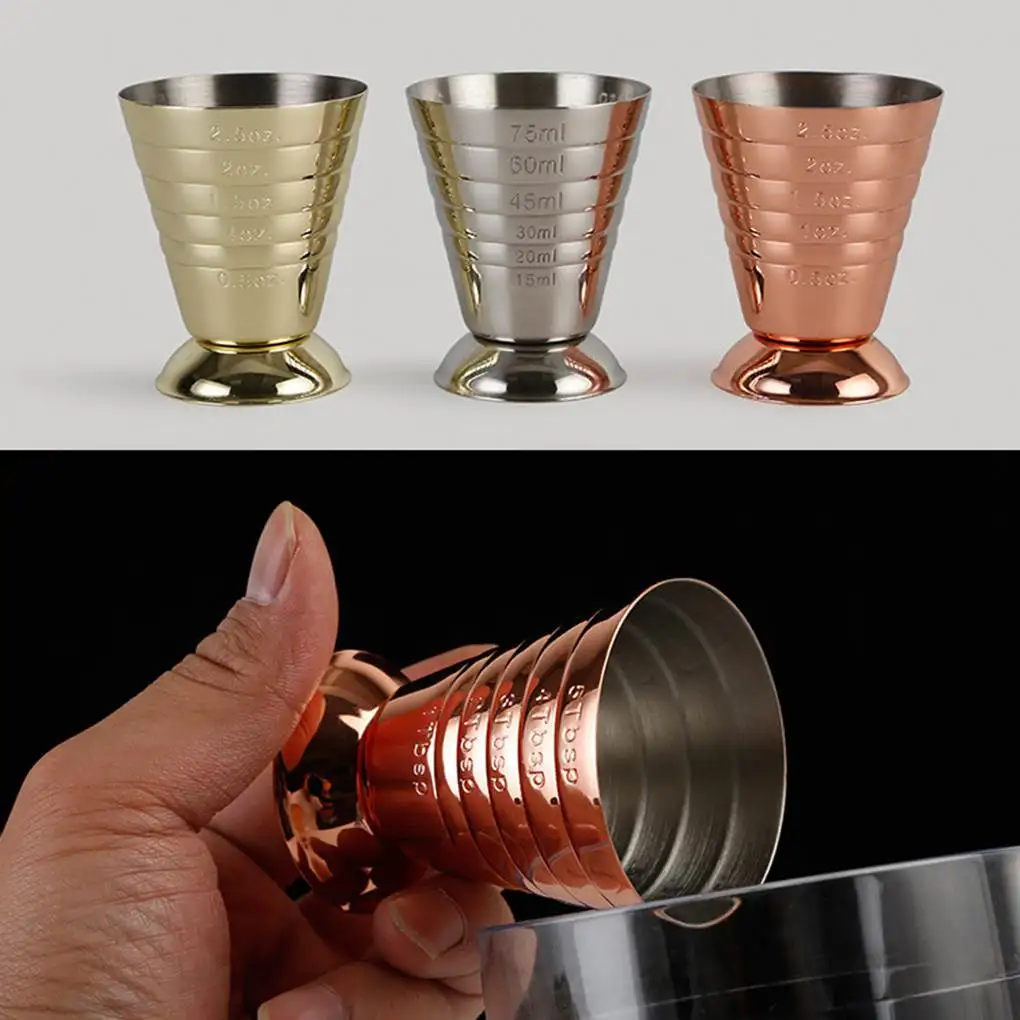 75ML Stainless Steel Measure Cup Cocktail Tool Bar Mixed Drink Accessories 3 In 1 Cocktail Tools Bar Jigger Cup