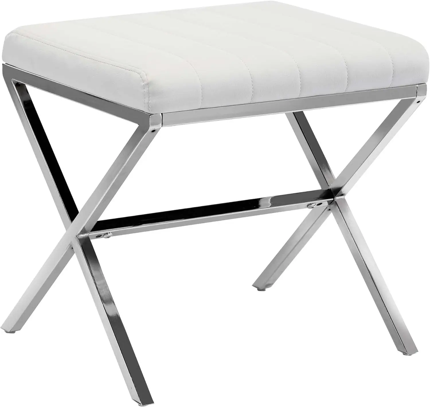 PU Leather Vanity Stool, Cadeira moderna para vaidade, Banco com Metal X Legs