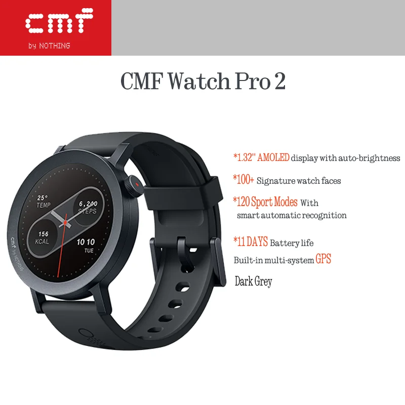 CMF by Nothing Watch Pro 2 Smartwatch with 1.32’’ AMOLED Display, 11 Days Battery Life, Bluetooth Calls with AI Noise Reduction, GPS, Android iOS image 3