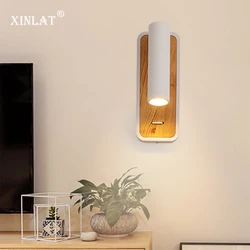 LED Bedside Wall Lamp with Switch Reading Light For Bedroom Hotel Headboard Night Lighting Free Rotation Sconce Indoor Lights