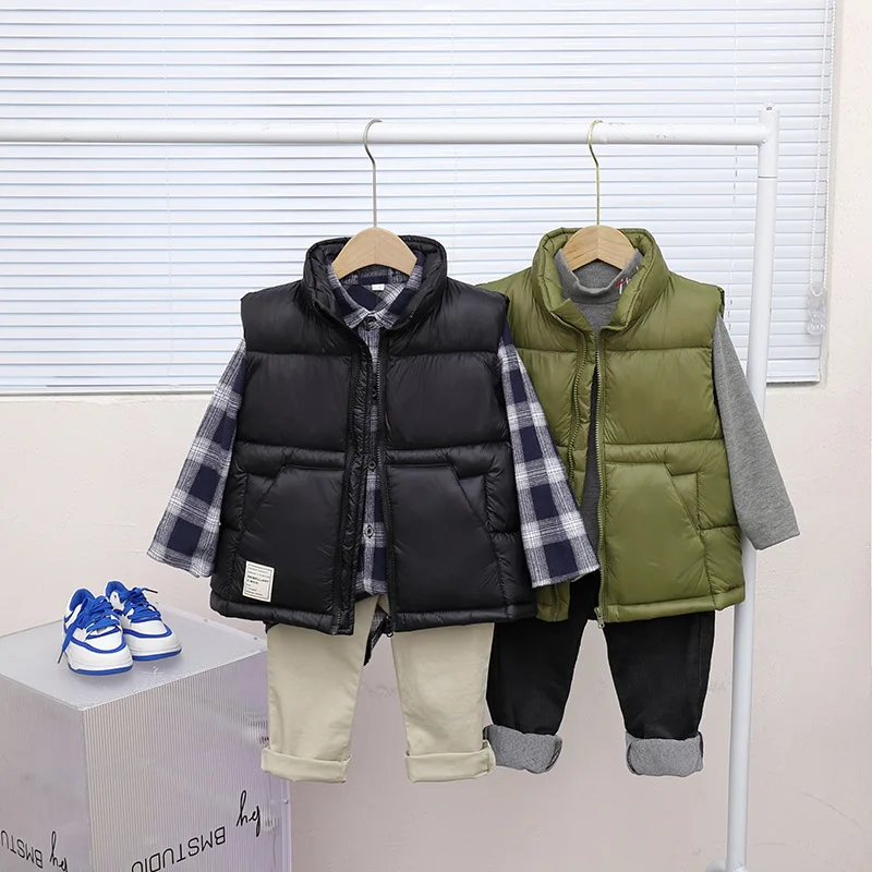 Inverno leggero bambino e ragazze ragazzi cotone foderato dolcevita Zip gilet giacche bambino gilet scuola bambini Outfit top 3-14 anni