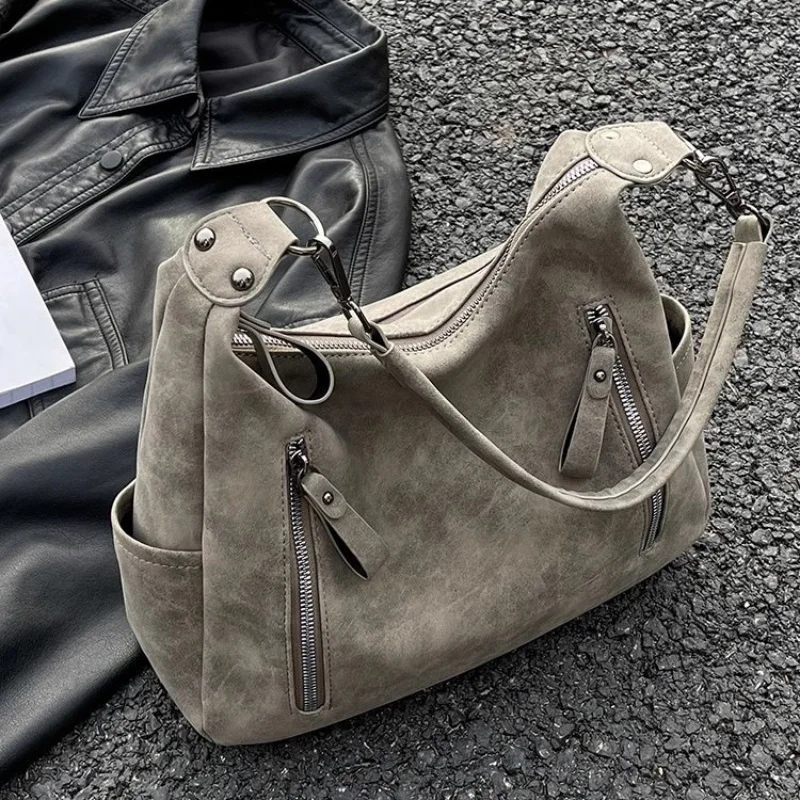 Frosted Messenger Bag New Large Capacity Bag For Women Wasteland Style Retro Texture One-Shoulder Commuter Tote Bag 2024