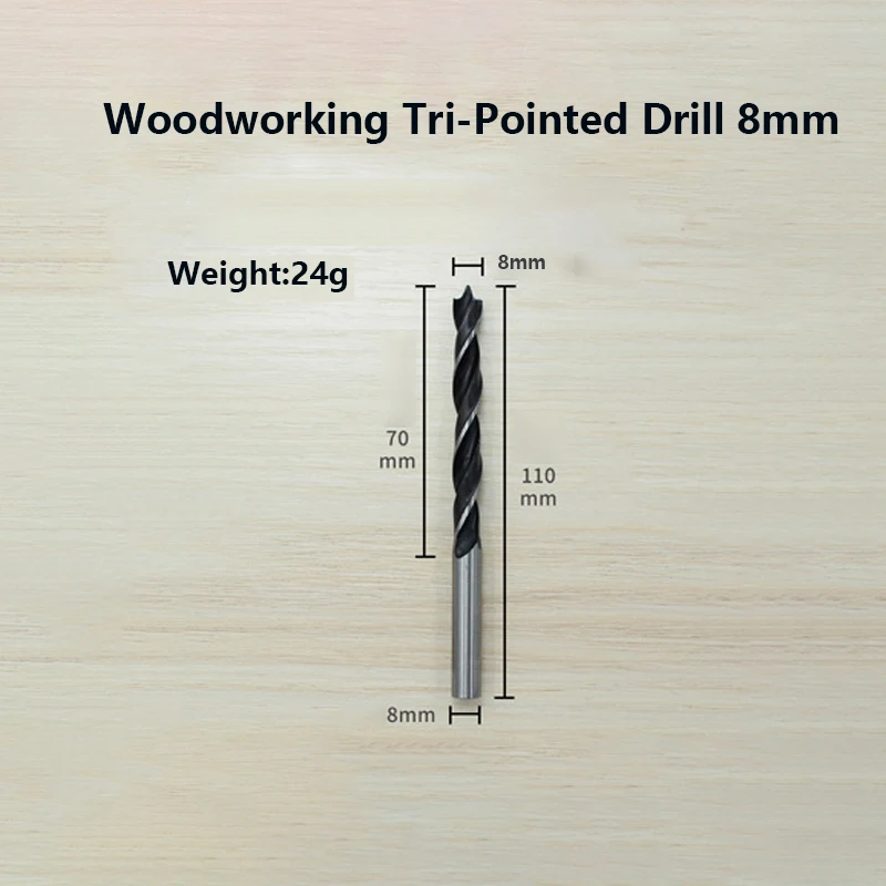 Woodworking Tri-Pointed And  Edge Drill 8mm-10mm And 8PC Round Handle For Woodworking Hole Saw Cabinets Desks Locker Wardrobe