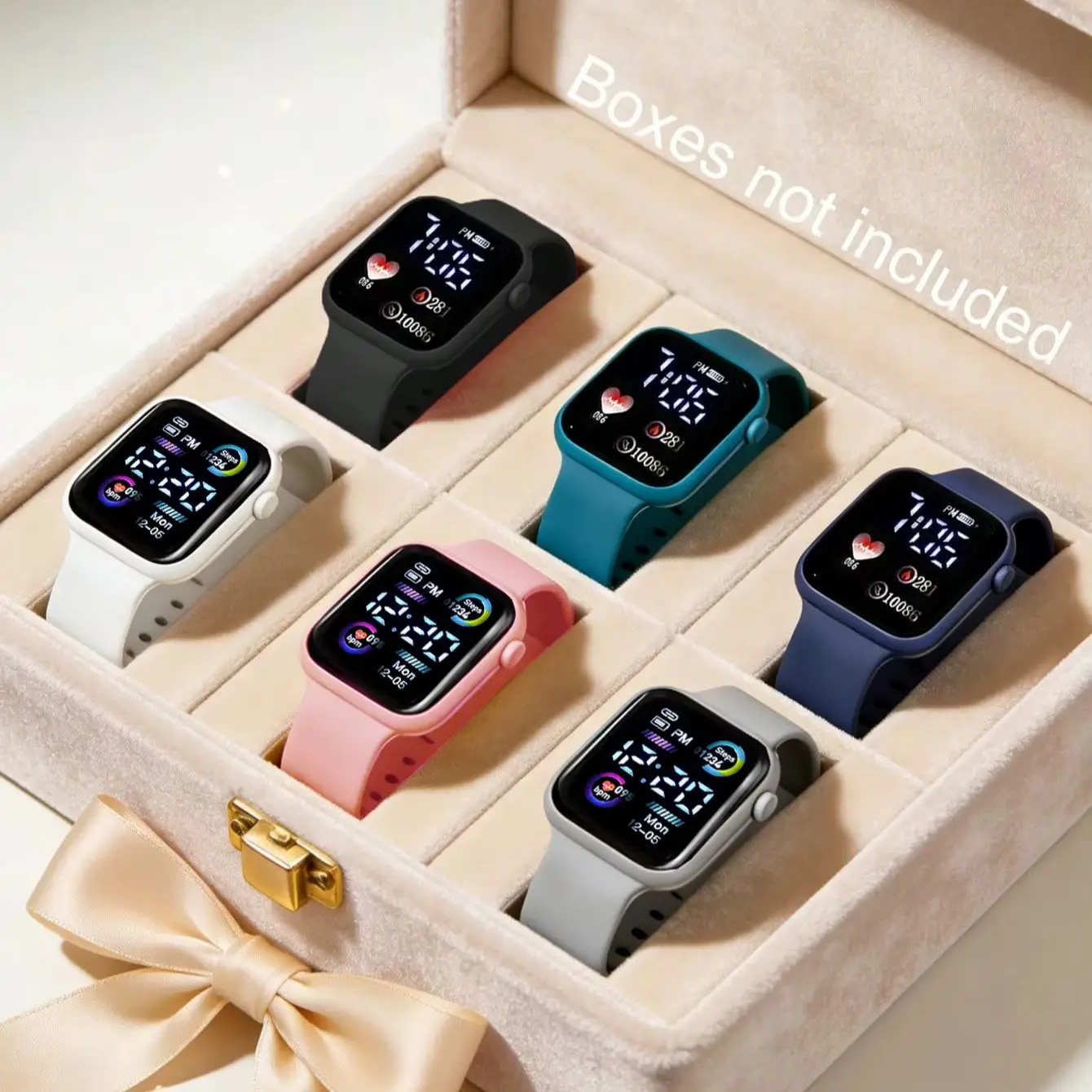 6-Piece Set of Children's Electronic Watches with Led Time Display, No Smart Functions, Exquisite Birthday Gift for Girls/Boys