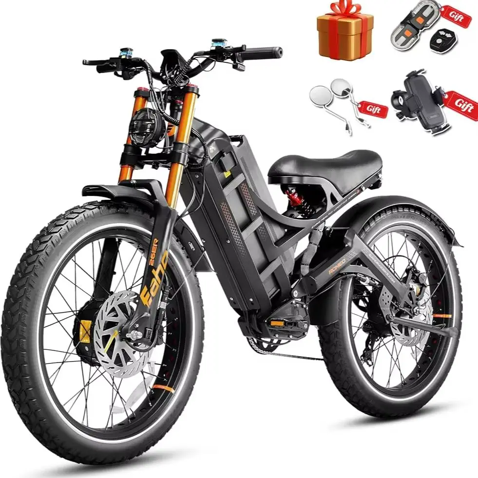 HOT DEAL For  Pro 3 Electric Bike For Adult, Peak 6000W Dual Motor, 52mph, 60V 80Ah Battery,