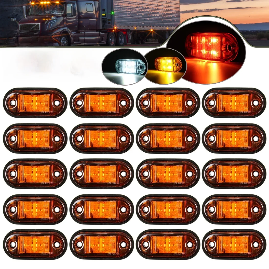 20/10PCS 4 LED 12 V-24 V Zijmarkeringslichten Ovaal Voor Achter Klaring Indicator lamp Truck Accessorie voor Trailer BUS Van Caravan - afbeelding 2