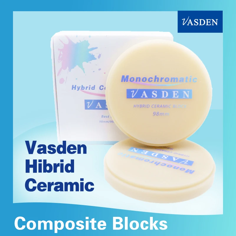 

Vasden Hybrid Ceramic Block 98mm More Colors Composite Disc Cad/Cam Blocks for Dental CAD/CAM Dental Laboratory