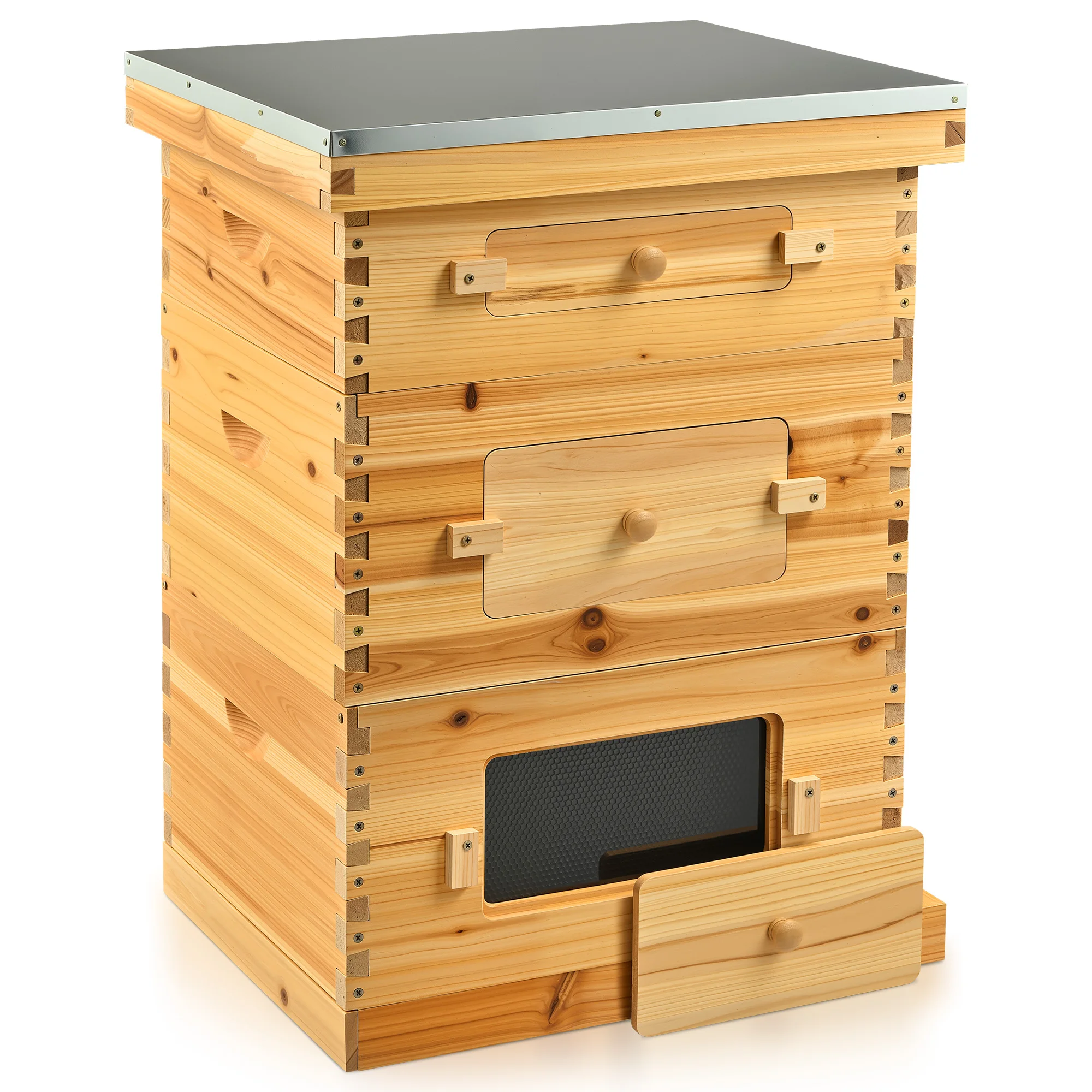

Bee hive Frame BeeHive Kit W/ Beeswax Beekeeping 30 Frames 20 Deep+10 Medium