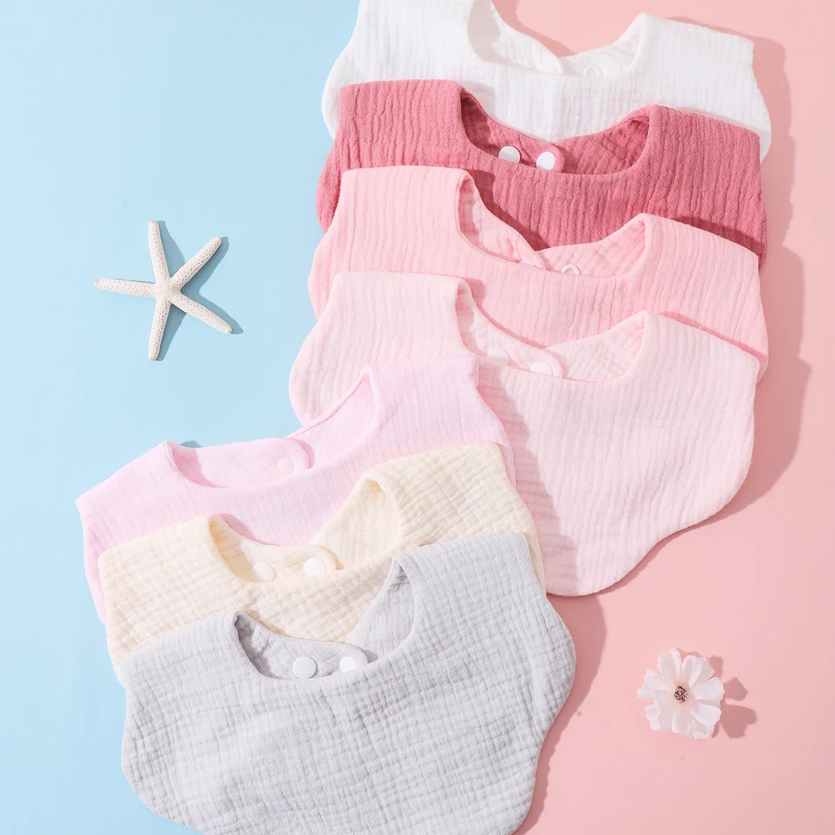 Bavoirs aléatoires pour bébé, 3 pièces, chiffons pour nourrissons, articles d'alimentation, bave, Bandana, serviette de salive, à volants, couleur unie, accessoires pour bébé