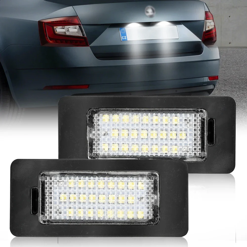 2PC Automatyczne białe oświetlenie tablicy rejestracyjnej LED CANbus do SKODA Octavia 3 5E A7 Rapid Facelift Fabia MK2 MK3 Yeti Superb B6 — zdjęcie 2